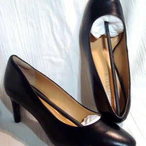 TALBOTS WOMAN 8.5 M BLACK LEATHER 3" HEEL CLOSED TOE CLASSIC PUMPS BRAZIL NEW